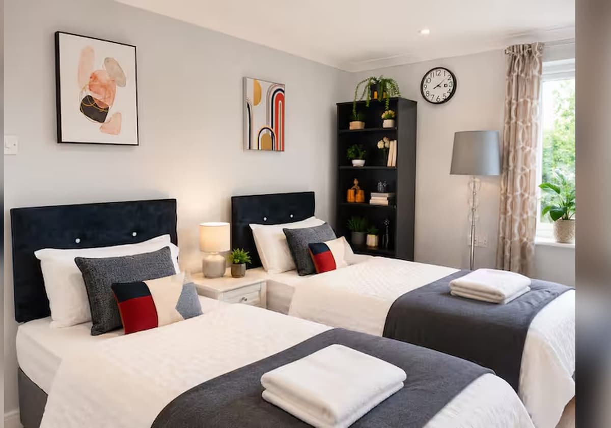 Twin beds with fresh linen